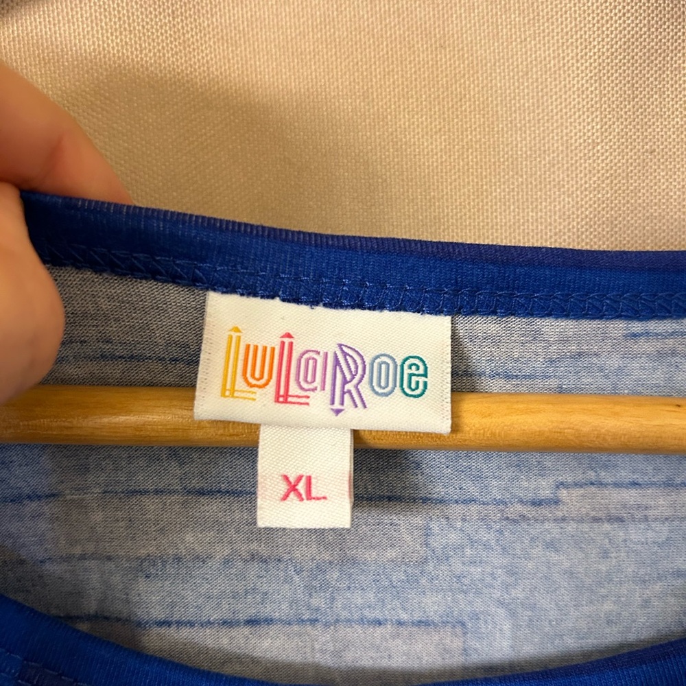 LuLaRoe XL Julia Blue Patterned Dress - Picture 4 of 6